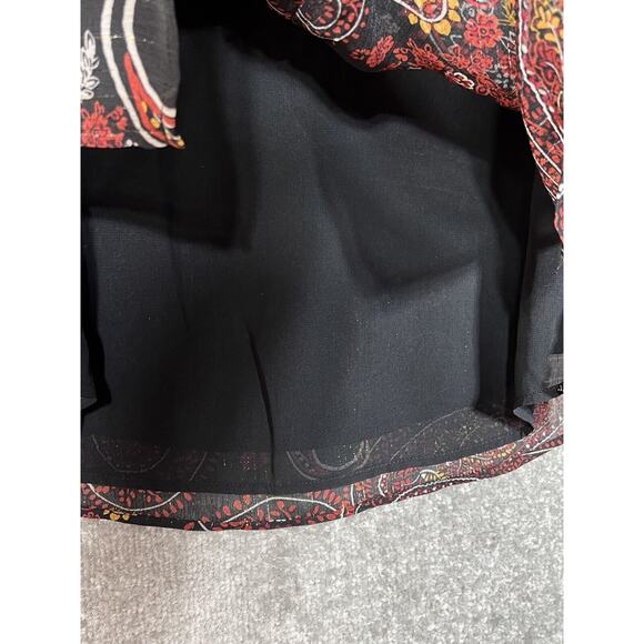 Daniel Rainn Top Womens Size Medium Black Red Paisley Sleeveless Ruffle Pintucks - Picture 5 of 7